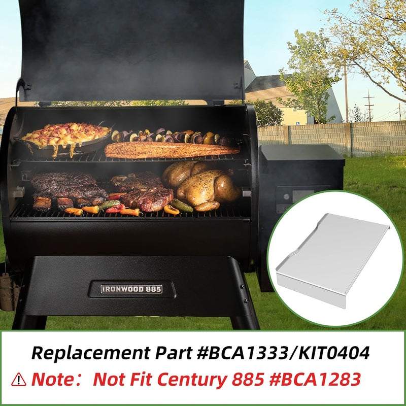 GORGERILA Drip Tray Heat Baffle Replacement for Traeger Ironwood 885 Series Pellet Grills, Stainless Steel Drip Pan Compatible Traeger Ironwood 885 BAC521 and Ironwood 885 BCA1333 KIT0404 - Image 3